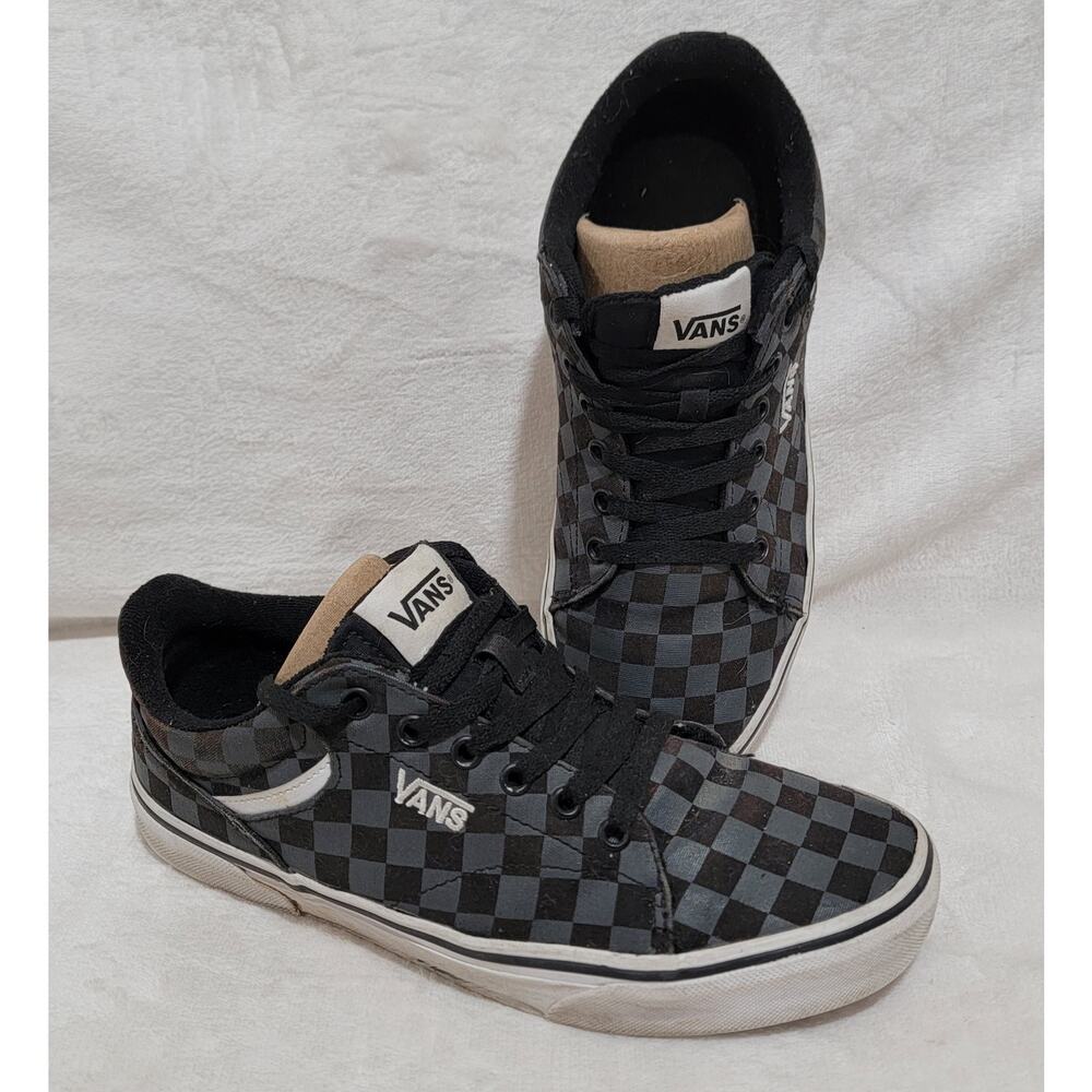 Vans Seldan Low Top Mens Size 8 Black/Grey Checkerboard Skate Sneakers Shoes